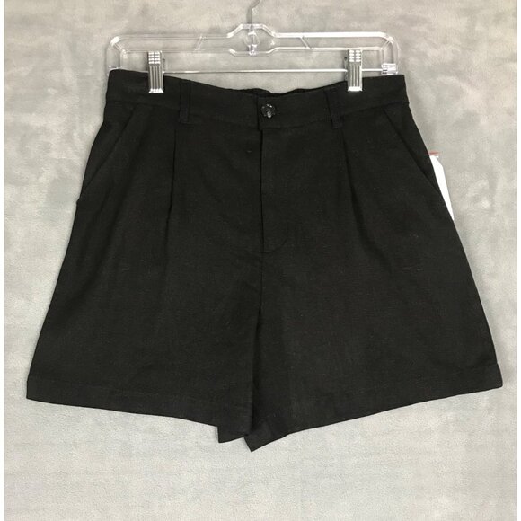 Time & Tru Linen Blend Shorts Womens XS Black With Pockets - Picture 1 of 8